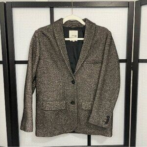 Aritzia Wilfred Free Womens Kelsey Jacket Brown Chambray Knit Wool Blazer